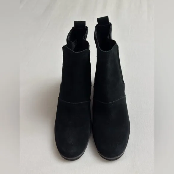 UGG Black Hazel Waterproof Suede Chunky Heel Chelsea Boots Size 10
