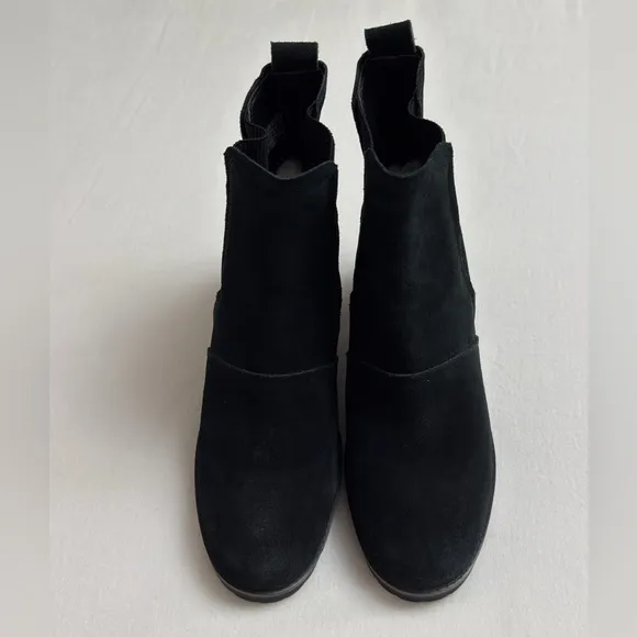 UGG Black Hazel Waterproof Suede Chunky Heel Chelsea Boots Size 10