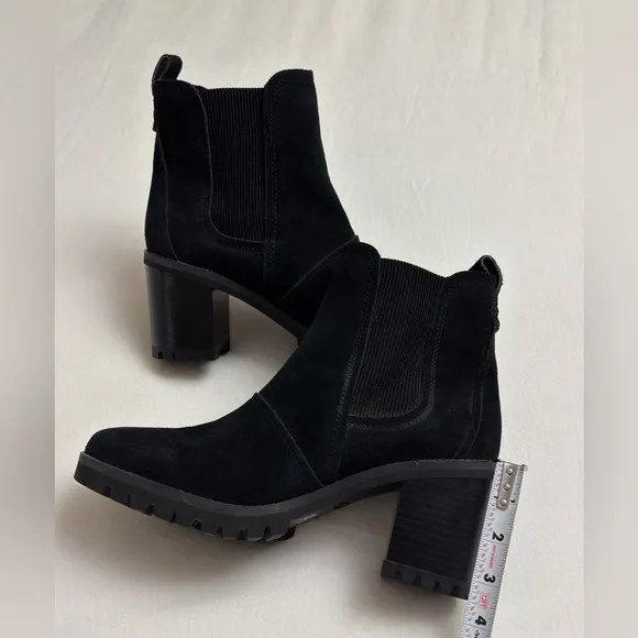 UGG Black Hazel Waterproof Suede Chunky Heel Chelsea Boots Size 10
