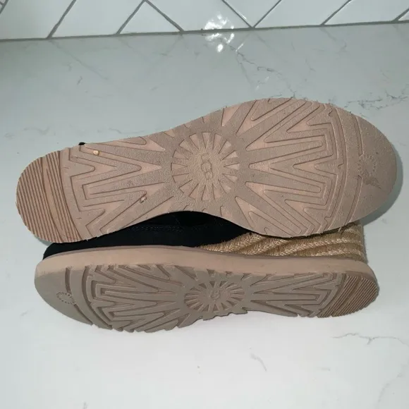 UGG Black Wedge Sandals with Crisscross Straps