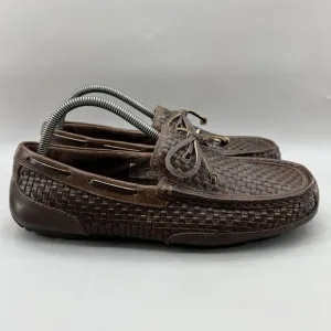 Ugg Chester Driving Moccasins Men Size 9 Brown Woven Leather Comfort Low Loafers