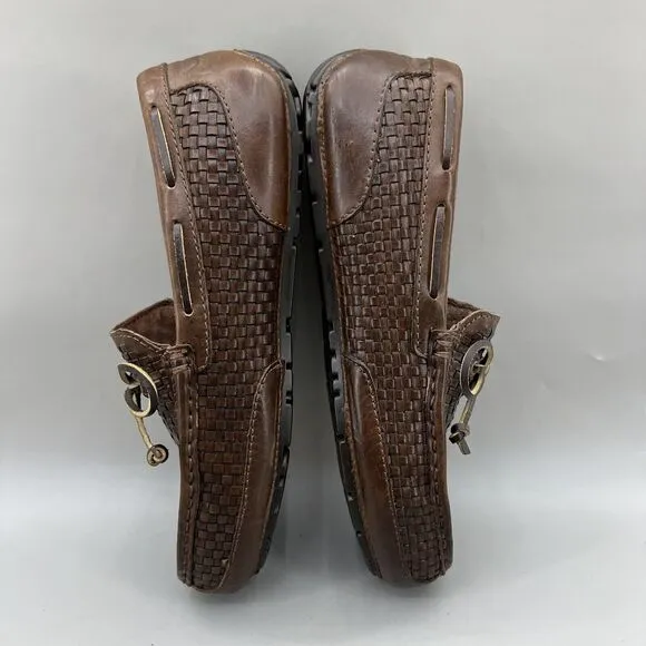 Ugg Chester Driving Moccasins Men Size 9 Brown Woven Leather Comfort Low Loafers