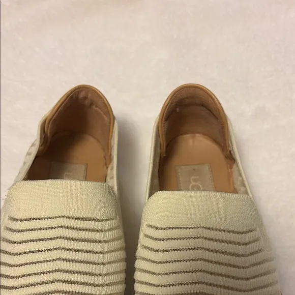 UGG Cream Tan Slip-On Loafers with Woven Design