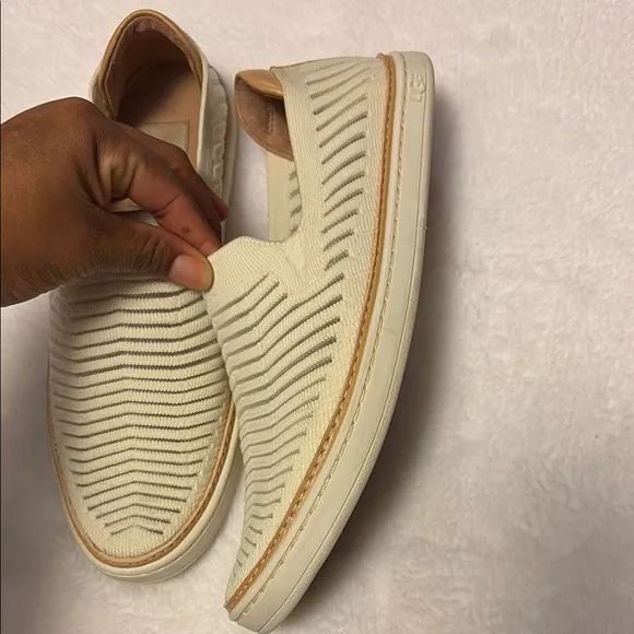 UGG Cream Tan Slip-On Loafers with Woven Design