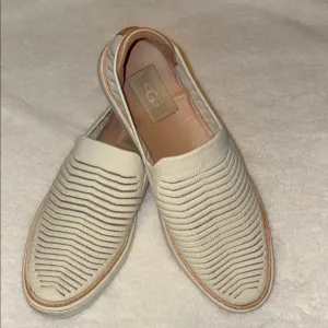 UGG Cream Tan Slip-On Loafers with Woven Design