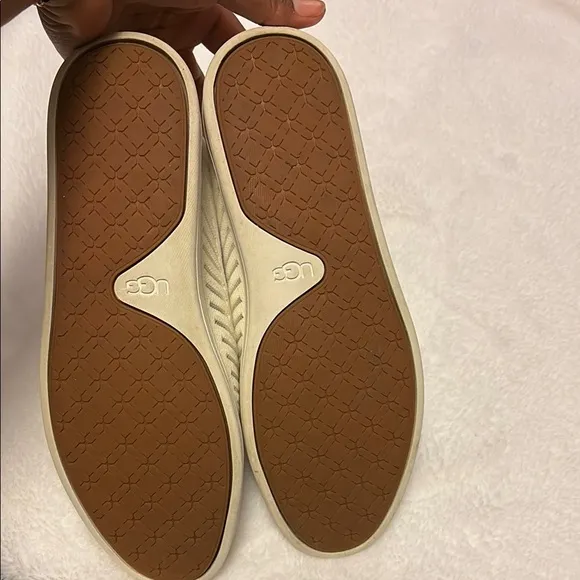 UGG Cream Tan Slip-On Loafers with Woven Design