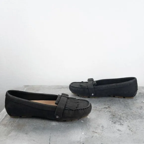 𝅺UGG Dempsey Driving Moccasins Loafers Black Size 6.5 Leather