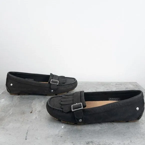 𝅺UGG Dempsey Driving Moccasins Loafers Black Size 6.5 Leather