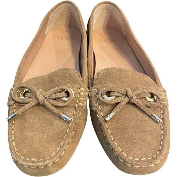 UGG Eevon Tan Rich Suede Comfy Leather Moccasins Driving Loafers Size 7