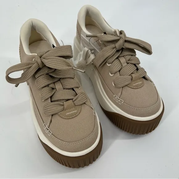 UGG Ez-Duzzit Tan Brown Athleisure Lace Up Casual Platform Ankle Sneakers 9