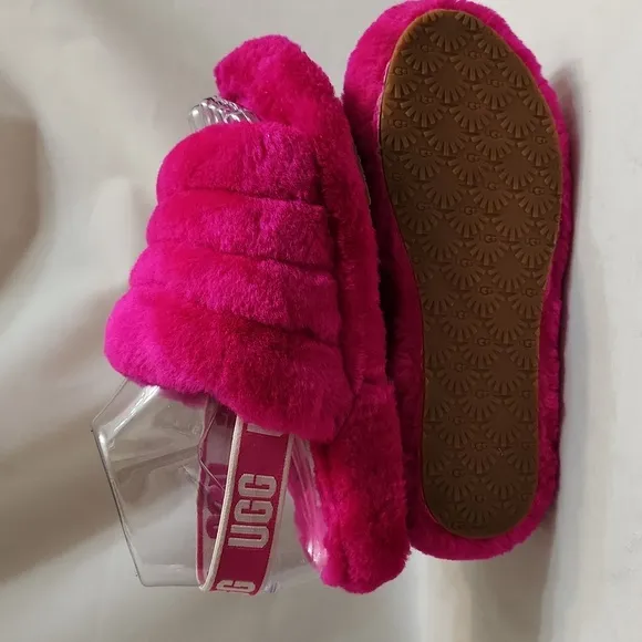 UGG Fluff Yeah Hot Pink Slide Sandals (girls size 3)
