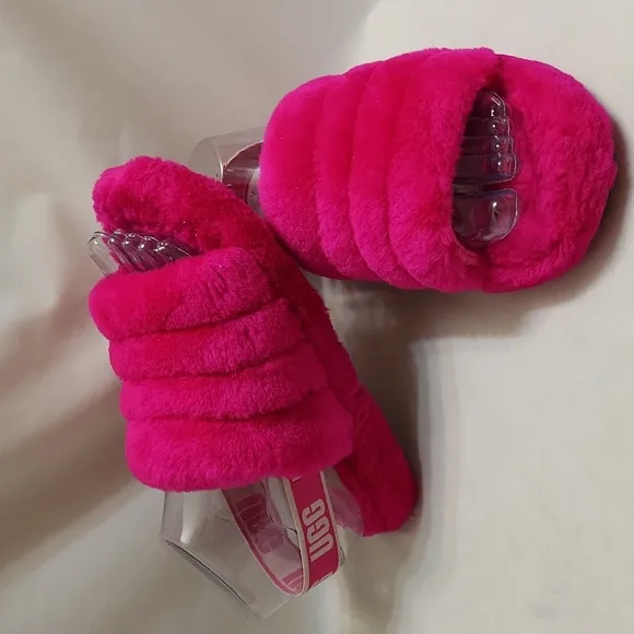 UGG Fluff Yeah Hot Pink Slide Sandals (girls size 3)