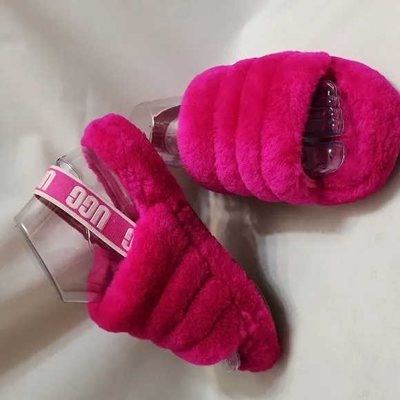UGG Fluff Yeah Hot Pink Slide Sandals (girls size 3)
