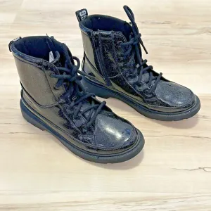 UGG Girl 5 Boots Combat Black Sparkle Robley Glitter NWOB