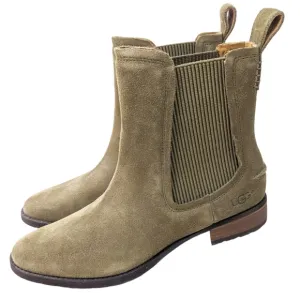 UGG Hillhurst Chelsea Boot Suede Leather Ankle Boots Flats Womens 6.5 Tan Beige