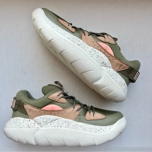 UGG LA Cloud Low Top Burnt Olive Green Tan Peachy Pink Colored Sneakers Size 11
