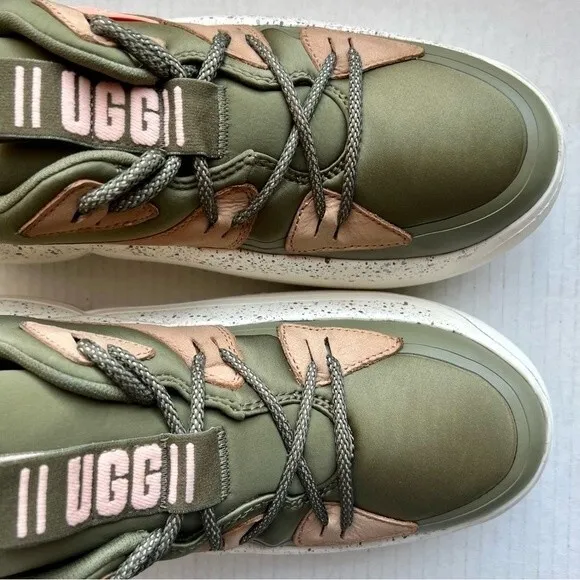 UGG LA Cloud Low Top Burnt Olive Green Tan Peachy Pink Colored Sneakers Size 11