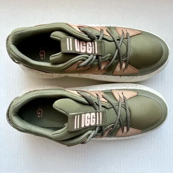UGG LA Cloud Low Top Burnt Olive Green Tan Peachy Pink Colored Sneakers Size 11