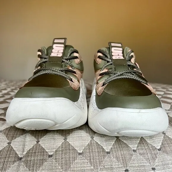 UGG LA Cloud Low Top Burnt Olive Green Tan Peachy Pink Colored Sneakers Size 11