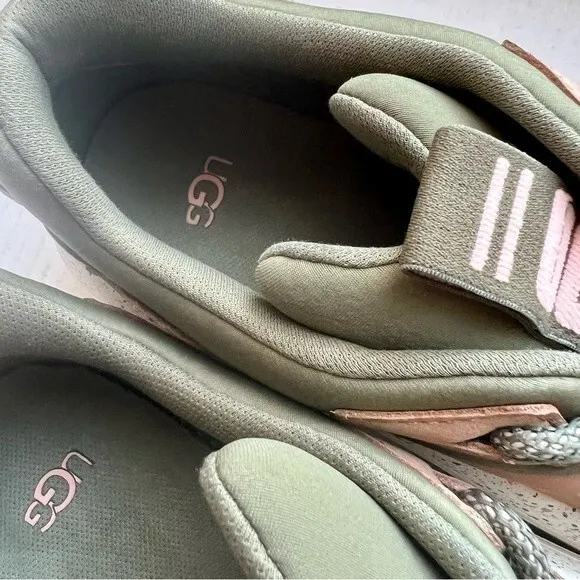UGG LA Cloud Low Top Burnt Olive Green Tan Peachy Pink Colored Sneakers Size 11