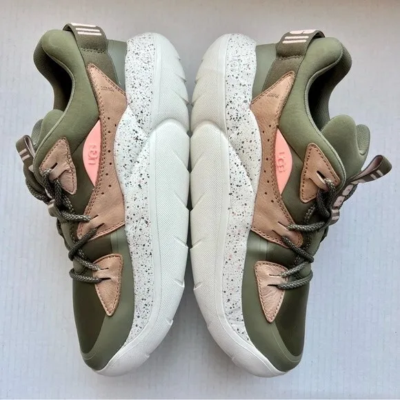 UGG LA Cloud Low Top Burnt Olive Green Tan Peachy Pink Colored Sneakers Size 11