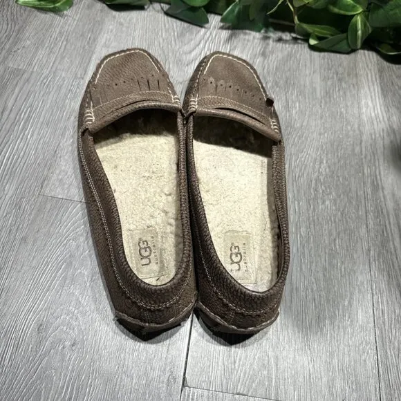 UGG Lonna 1004203 Loafers Slippers Slip On Driving Shoes Brown Size 10