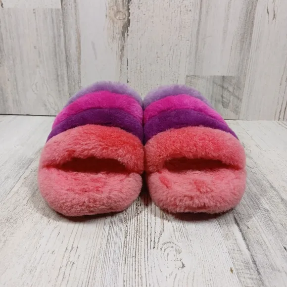 UGG Oh Yeah Gradient Furry Slippers in Pink Purple Slingback Sandals #314