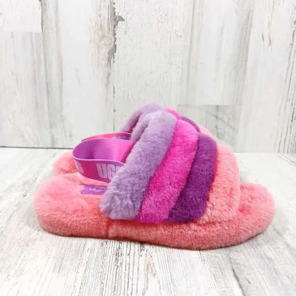 UGG Oh Yeah Gradient Furry Slippers in Pink Purple Slingback Sandals #314