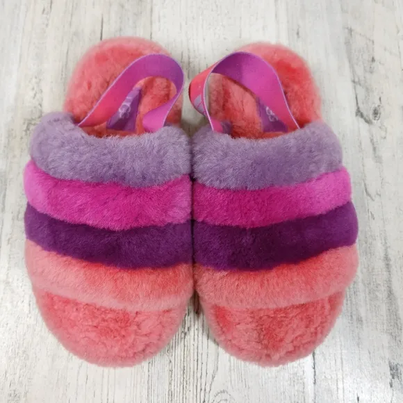 UGG Oh Yeah Gradient Furry Slippers in Pink Purple Slingback Sandals #314