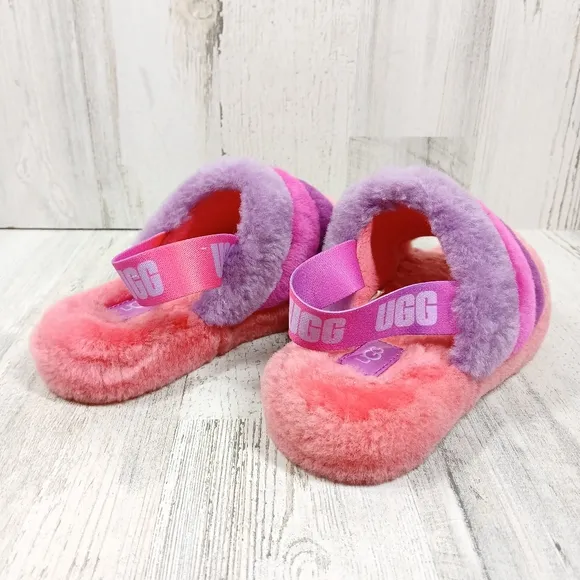 UGG Oh Yeah Gradient Furry Slippers in Pink Purple Slingback Sandals #314
