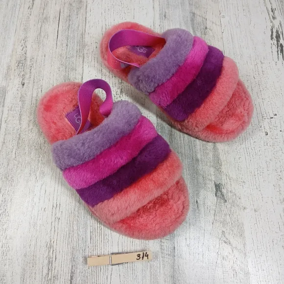UGG Oh Yeah Gradient Furry Slippers in Pink Purple Slingback Sandals #314