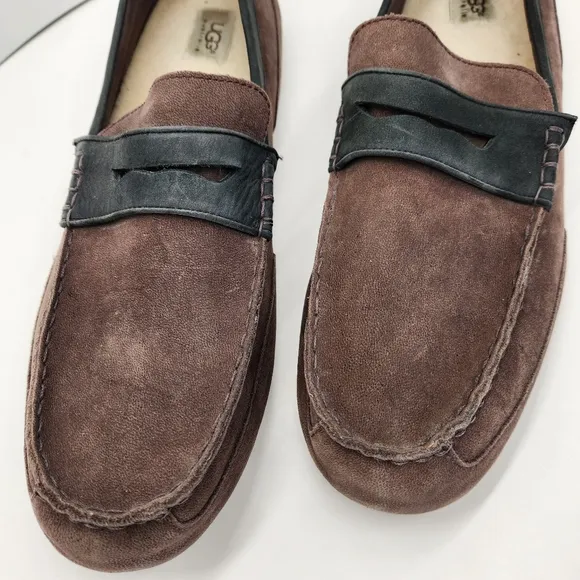 Ugg penny loafers men's 18 brown suede wool 1008831 Tucker driving shoe slippers