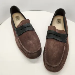 Ugg penny loafers men's 18 brown suede wool 1008831 Tucker driving shoe slippers