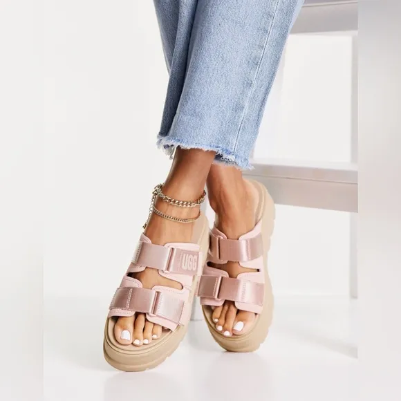 UGG Pink Bliss Clem Suede Platform Sandals, NWT, Size 7.5