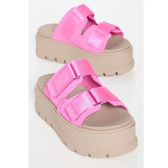UGG Pink Bliss Clem Suede Platform Sandals, NWT, Size 7.5