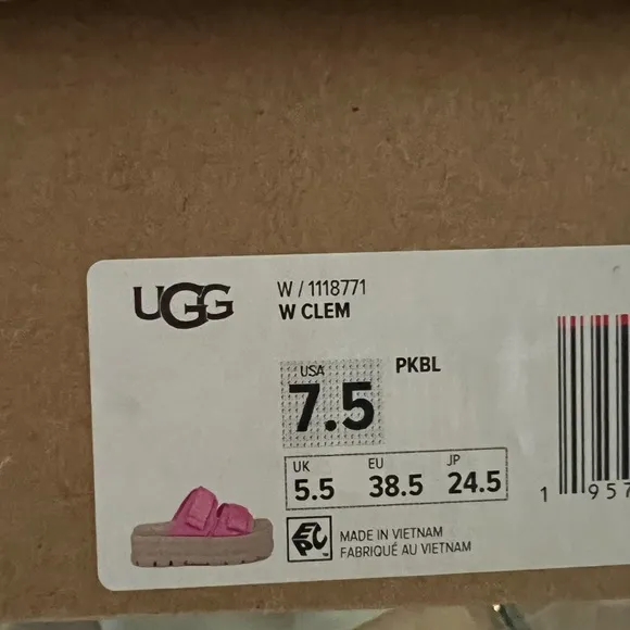 UGG Pink Bliss Clem Suede Platform Sandals, NWT, Size 7.5
