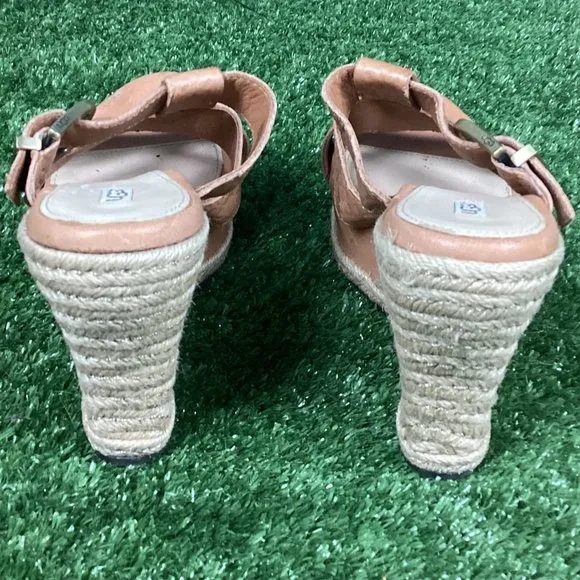 UGG Tan Leather Wedge Sandals 7.5