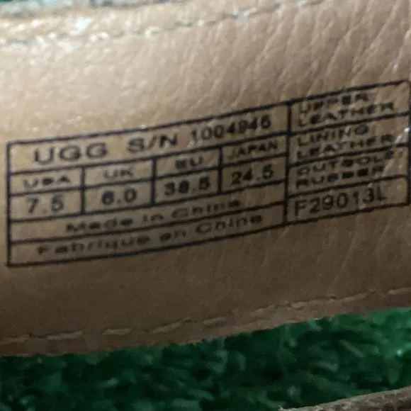 UGG Tan Leather Wedge Sandals 7.5