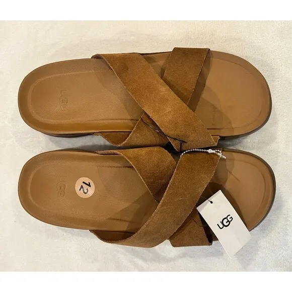 UGG Wainscott Slide Sandals Chestnut Suede Jesus Strap 1124902 Men's Size 12 NEW
