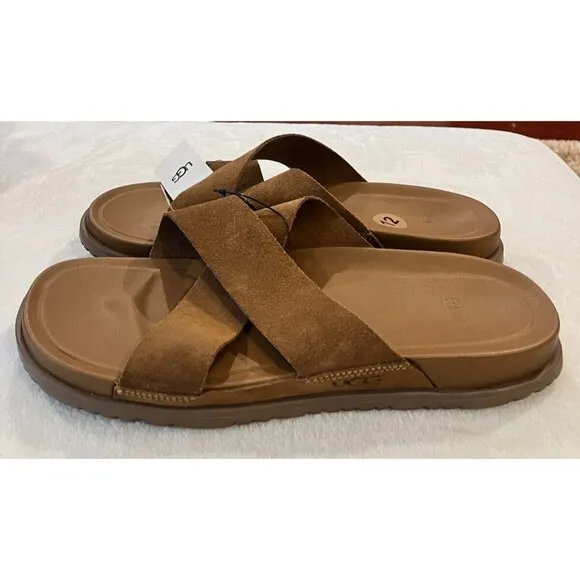 UGG Wainscott Slide Sandals Chestnut Suede Jesus Strap 1124902 Men's Size 12 NEW