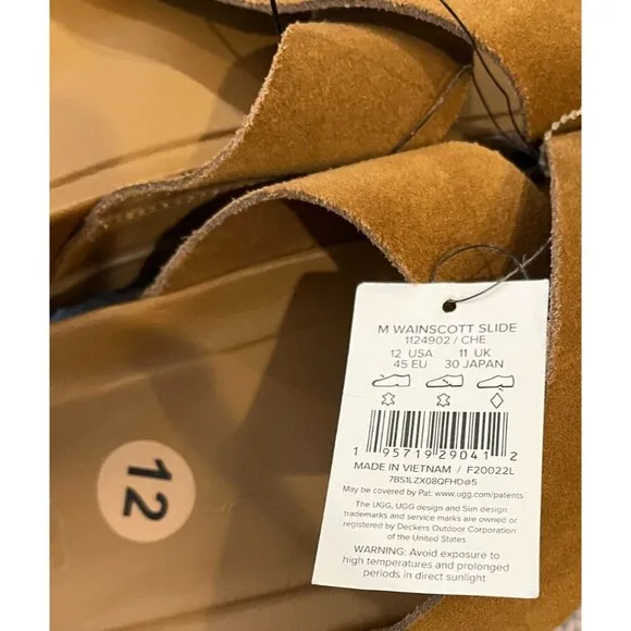 UGG Wainscott Slide Sandals Chestnut Suede Jesus Strap 1124902 Men's Size 12 NEW