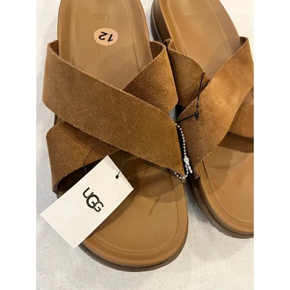 UGG Wainscott Slide Sandals Chestnut Suede Jesus Strap 1124902 Men's Size 12 NEW