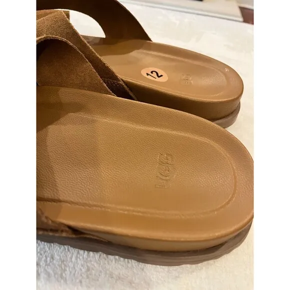 UGG Wainscott Slide Sandals Chestnut Suede Jesus Strap 1124902 Men's Size 12 NEW