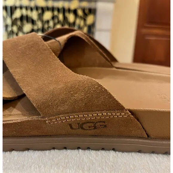 UGG Wainscott Slide Sandals Chestnut Suede Jesus Strap 1124902 Men's Size 12 NEW