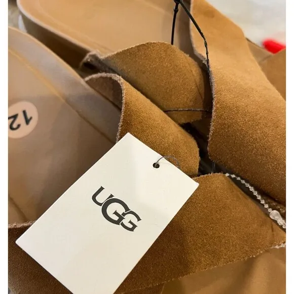 UGG Wainscott Slide Sandals Chestnut Suede Jesus Strap 1124902 Men's Size 12 NEW