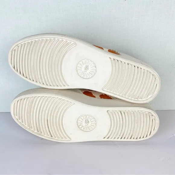 Ugg Women's Dinale Leather And Printed Cow Hair Low Top Sneakers Sz 8.5 US