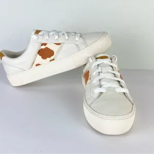 Ugg Women's Dinale Leather And Printed Cow Hair Low Top Sneakers Sz 8.5 US