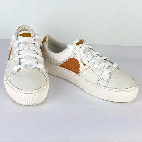 Ugg Women's Dinale Leather And Printed Cow Hair Low Top Sneakers Sz 8.5 US