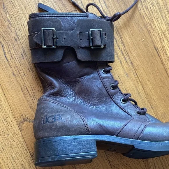 UGG Women's Maaverik Brown combat Lace Up Boots Lodge Size 7