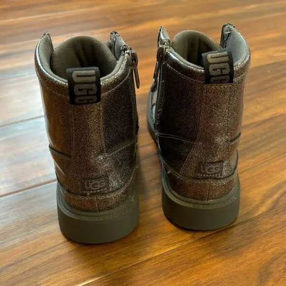UGG Robley Glitter Grey Sparkle Combat Boots